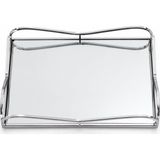 Gümüş Aynalı Dikdörtgen Metal Tepsi, 38X26 Cm, Şık Sunum Için Sofistike Servis Tepsisi - Çok Renkli - Standart