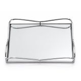 Gümüş Aynalı Dikdörtgen Metal Tepsi, 38x26 cm, Şık Sunum için Sofistike Servis Tepsisi