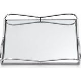 Gümüş Aynalı Dikdörtgen Tepsi, Metal, 30X20CM, Şık Sunum Için Sofra Parçası - Çok Renkli