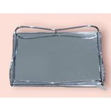 Gümüş Aynalı Dikdörtgen Tepsi, Metal, 30x20cm, Şık Sunum için Sofra Parçası