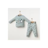 Gümüş Baby Kids Bebek 2'li Pijama Takımı Orman Baskılı %100 Pamuk Günlük Set