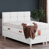 Gümüş Baza Başlık Vereal Pedli Yatak Seti, Beyaz, 90X200
