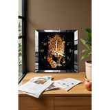 Gümüş Çerçeveli Leopar Temalı Dekoratif Mdf Duvar Saati - 30 x 30