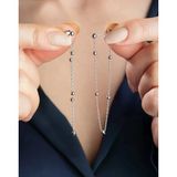 Gümüş Çift Zincirli Top Detaylı Kadın Küpe