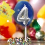 GÜMÜŞ DOĞUM GÜNÜ BALON ŞEKLİNDE MUM PASTA MUMU 4 NUMARA