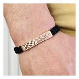 Gümüş Erkek Bileklik,14k Rose Altın Kaplama,Işıltı Desen El Örgüsü Bileklik,Şık Hediye