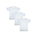 GÜMÜŞ Erkek Çocuk Penye Fanila, Bisiklet Yaka, Kısa Kol, 3'lü Set, Beyaz, 7-8 Yaş