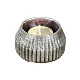 Gümüş Eskitme Mumluk Şamdan Tealight Mum Uyumlu Çizgili Model 8682874834237