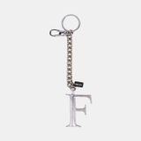 Gümüş F Harfi Gold Zincirli Deri Charm/Anahtarlık