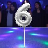 Gümüş Folyo Balon Şeklinde Pasta Mumu Gümüş Altı 6 Numara Mum Gümüş Pasta Mumu Gümüş Doğum Günü Mumu - 1 Adet