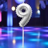 Gümüş Folyo Balon Şeklinde Pasta Mumu Gümüş Dokuz 9 Numara Mum Gümüş Pasta Mumu Gümüş Doğum Günümumu - 1 Adet