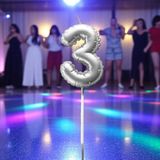 Gümüş Folyo Balon Şeklinde Pasta Mumu Gümüş Üç 3 Numara Mum Gümüş Pasta Mumu Gümüş Doğum Günü Mumu - 1 Adet