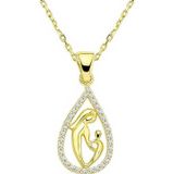 Gümüş Gold Damla Anne Çocuk Kolyesi SL4919