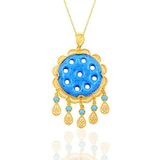 Gümüş Gold Dokuz Delikli Telkari Süryani Nazar Boncuğu Kolye Sgtl10241gold