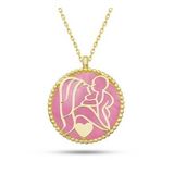 Gümüş Gold Pembe Sedef Taşlı Anne Çocuk Sevgisi Kolye