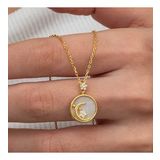 Gümüş Gold Sedef Taşlı Ay Yıldız Hilal Kadın Kolye SL9076