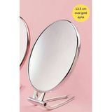 Gümüş Gri Büyüteçli 13,5 Cm Tezgah Üstü, Masaüstü Traş Makyaj Aynası Oval 11307