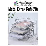 Gümüş Gri Metal Evrak Rafı 3 Lü 1 Paket Masaüstü A4 Dosya 3 Katlı Düzenleyici Kağıt Tepsisi Metal Fileli Hareketli
