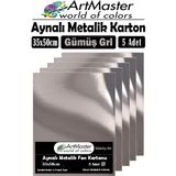 Gümüş Gri Renkli 35X50 Metalik Aynalı Fon Kartonu 5 Adet 1 Paket Artmaster Metalik Aynalı Fon Kartonu - Standart