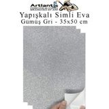 Gümüş Gri Yapışkanlı Simli Eva 35X50 Cm 3 Adet Simli Yapışkanlı Eva Süngeri Okul Kreş Anasınıfı Elişi Etkinlikleri Hobi