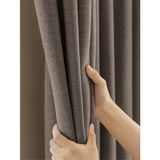 Gümüş Grisi Keten Dokulu Yüksek Kalite Fon Perde Ekstrafor Büzgülü - 300 x 260 cm