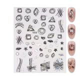 Gümüş Holografik Geometrik Çizim Tırnak Sticker Tırnak Etiketi Nail Art Jo-1053S
