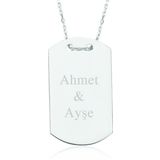 Gümüş İsimli Asker Künyesi Bayan Kolye SL2731