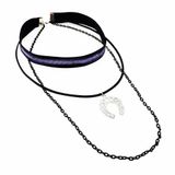 Gümüş İşleme Siyah Kadife At Nalı Choker Kolye