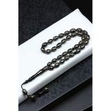 Gümüş İşlemeli Erzurum Oltu Tesbih 6 X 10 Mm. Arpa Kesim - T-1916