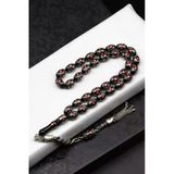 Gümüş İşlemeli Erzurum Oltu Tesbih 7 X 10 Mm. Beyzi Kesim - T-1625
