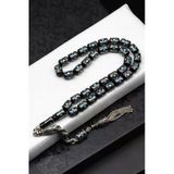 Gümüş İşlemeli Erzurum Oltu Tesbih 7 X 10 Mm. Kapsül Kesim - T-1622