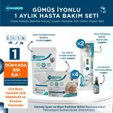 Gümüş İyonlu 1 Aylık Hasta Bakım Seti – (Vücut Kesesi, 2x Mendil, 4x Saç Bonesi, 50 ml Dezenfektan)