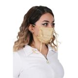 Gümüş İyonlu Boyundan Askılı Yıkanabilir Düz Renkli Maske Bej STANDART