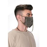 Gümüş İyonlu Boyundan Askılı Yıkanabilir Düz Renkli Maske Haki STANDART