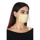 Gümüş İyonlu Boyundan Askılı Yıkanabilir Düz Renkli Maske Sarı STANDART