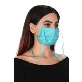 Gümüş İyonlu Boyundan Askılı Yıkanabilir Düz Renkli Maske Su Yeşili STANDART