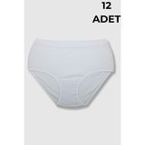 Gümüş Kadın Çizgili Bato Külotu, Beyaz, 5 Beden, 12'li Paket