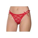 Gümüş Kadın Likralı İpli Tül Dantel Bikini Kırmızı