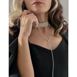 Gümüş Kaplama Rhinestone Y Model Su Yolu Model Kolye