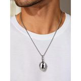 Gümüş Kask Kolye Paslanmaz Çelik Zincirli 60 Cm Unisex Motorcu Kolyesi