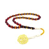Gümüş Kazaz El Örmesi Püsküllü Sürmeli Toz Kehribar Tesbih