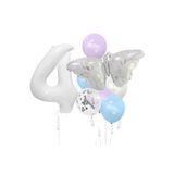 Gümüş Kelebek Folyolu Rakam Balon Set, 4