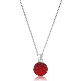 Gümüş Kırmızı Kristal Taşlı Bayan Kolye SL1569