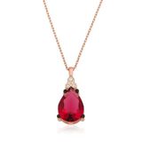 Gümüş Kırmızı Topaz Damla Kolye