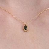 Gümüş Kolye - 0.50Ct Zümrüt(Yeşim Taşı)Minimal Tasarım 925 Ayar Gümüş Doğal Taşlı Kolye-Zümrüt Kolye