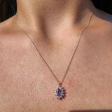 Gümüş Kolye - 0.95 Ct Zultanit 0.25 Ct Pırlanta(Signity)Taşlı Anturajlı Vintage 925 Ayar Gümüş Kolye