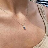Gümüş Kolye - 1.10 Ct Brown (Smoky) Taşlı Minimal Tasarım Tarz 925 Gümüş Kolye - Hediyelik Kolye