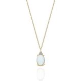 Gümüş Kolye - 1.50 Ct Opal Oval Pırlanta Montürü Taşlı Gümüş Kolye - Hediyelik 925 Ayar Gümüş Kolye