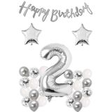 Gümüş Konsept Yaş Doğum Günü Seti Beyaz Gümüş Konfetili Balon Rakam Yıldız Folyo, 2 2878974545645646