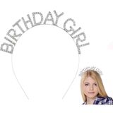 Gümüş Kristal Taşlı Birthday Girl Doğum Günü Tacı İthal Ürün A Kalite 17x16 cm MKTB-SMR-D080